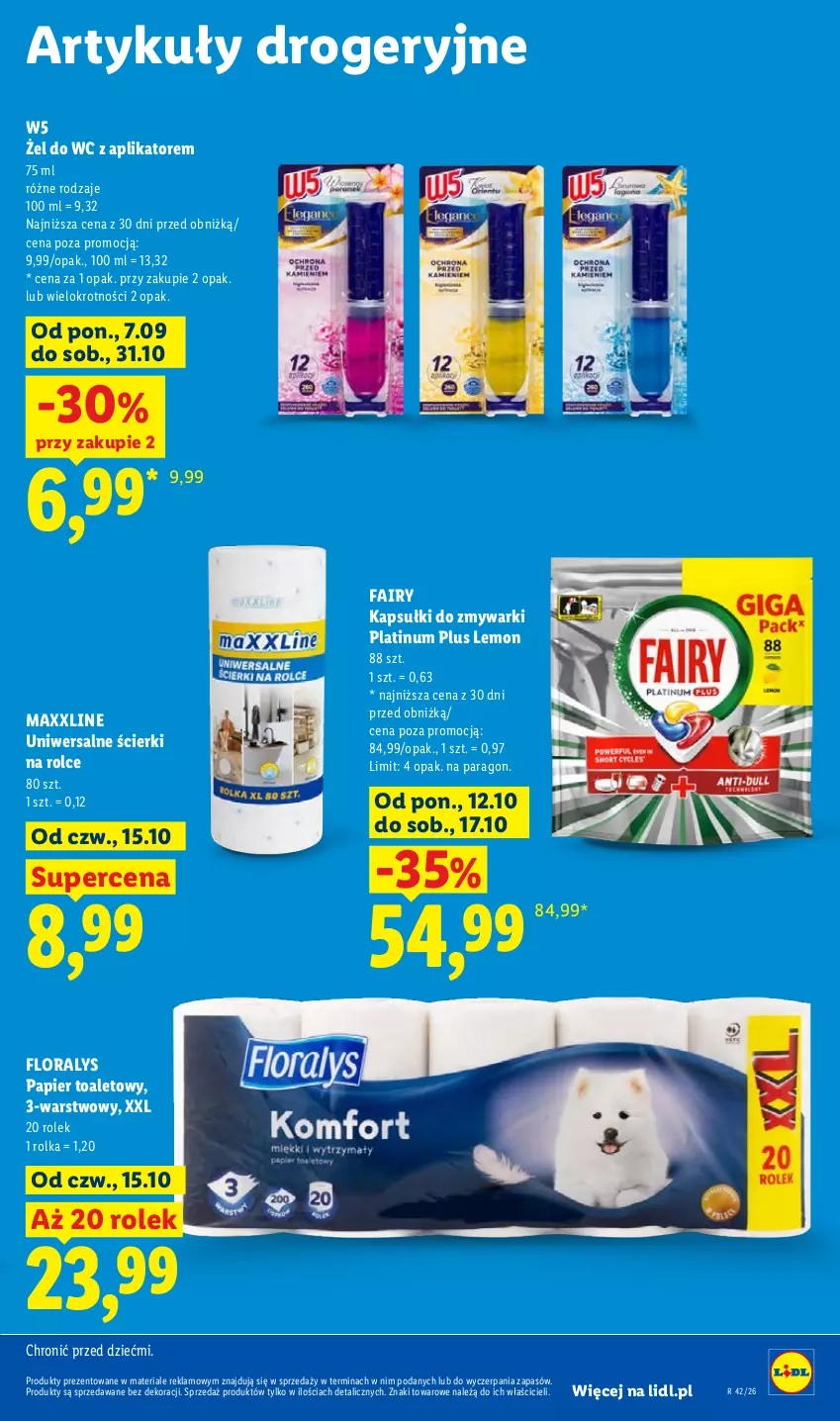Gazetka promocyjna Lidl - Gazetka - ważna 15.10 do 17.10.2026 - strona 111 - produkty: Fa, Fairy, Flora, Papier, Papier toaletowy, Zmywarki