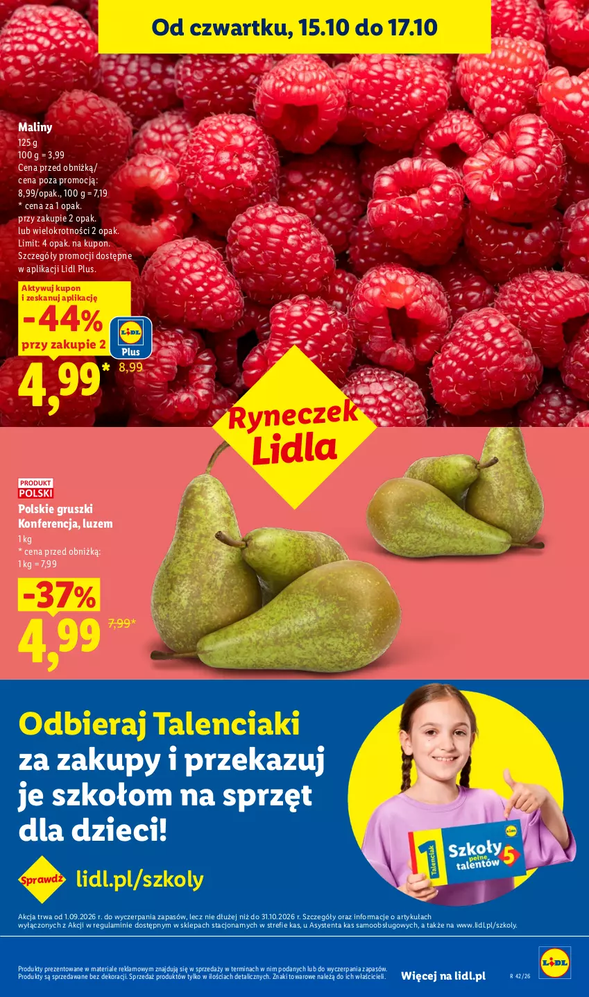Gazetka promocyjna Lidl - Gazetka - ważna 15.10 do 17.10.2026 - strona 51 - produkty: Dzieci, Gruszki, Maliny