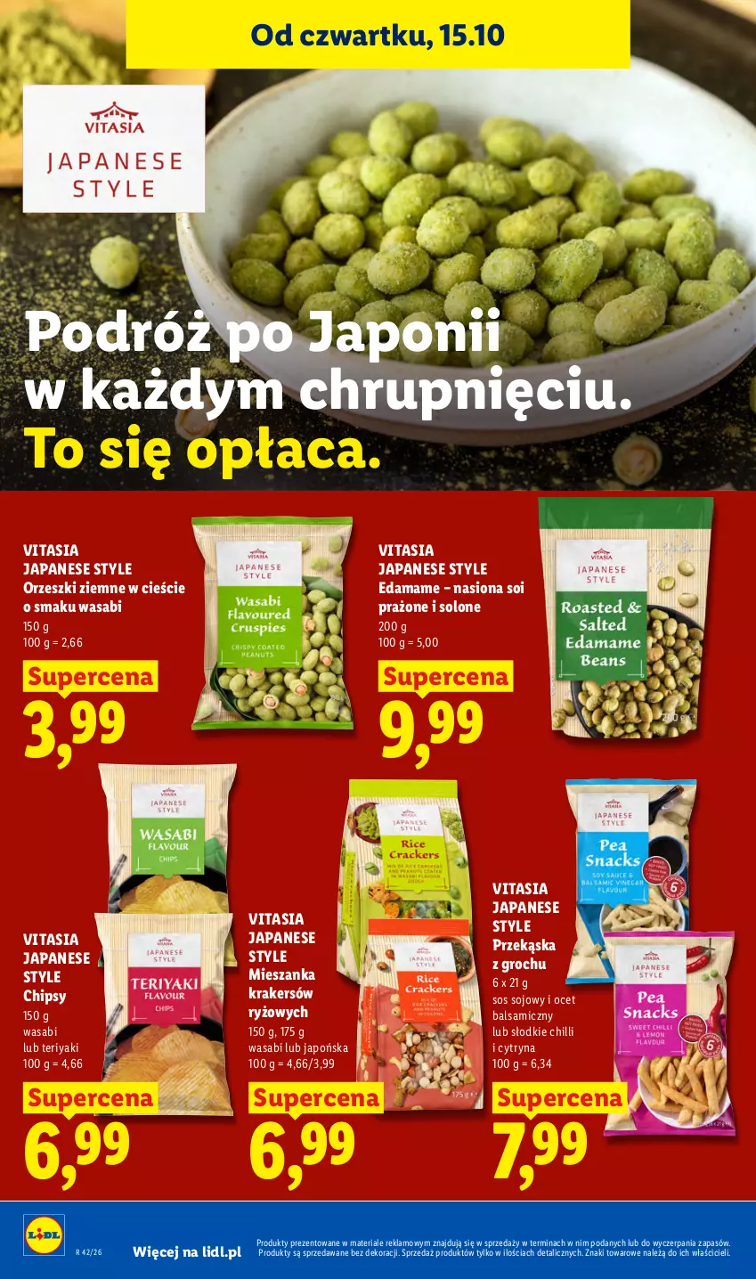 Gazetka promocyjna Lidl - Gazetka - ważna 15.10 do 17.10.2026 - strona 60 - produkty: Chipsy, Edam, Groch, Ocet, Ocet balsamiczny, Orzeszki, Orzeszki ziemne, Ryż, Sos, Sos sojowy, Wasa