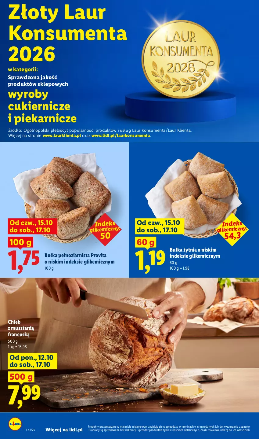 Gazetka promocyjna Lidl - Gazetka - ważna 15.10 do 17.10.2026 - strona 62 - produkty: Bułka, Chleb, Cukier, Laur, Mus