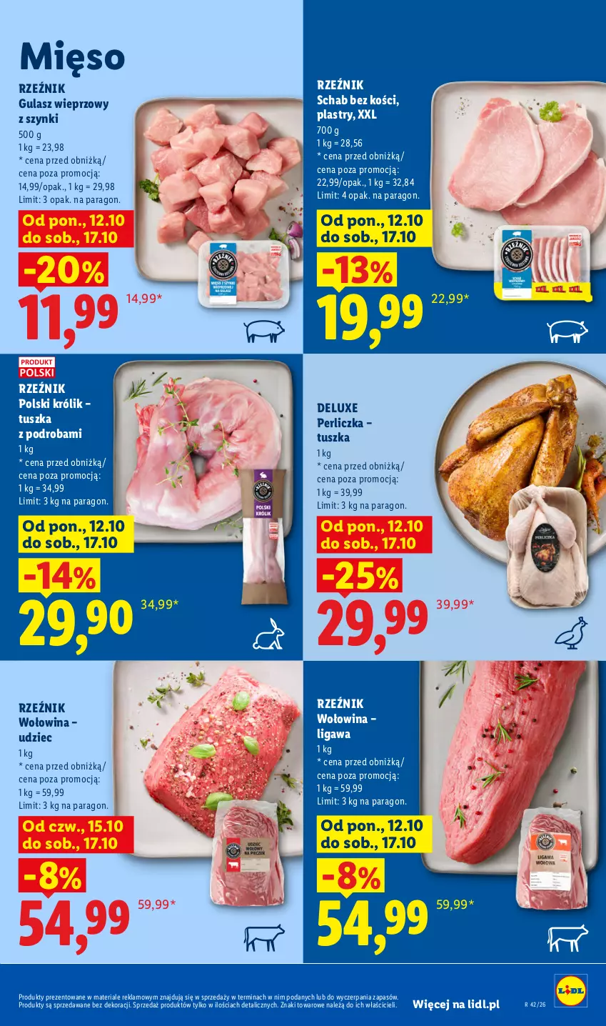 Gazetka promocyjna Lidl - Gazetka - ważna 15.10 do 17.10.2026 - strona 69 - produkty: Królik, Mięso, Perliczka, Schab bez kości, Tusz, Wołowina
