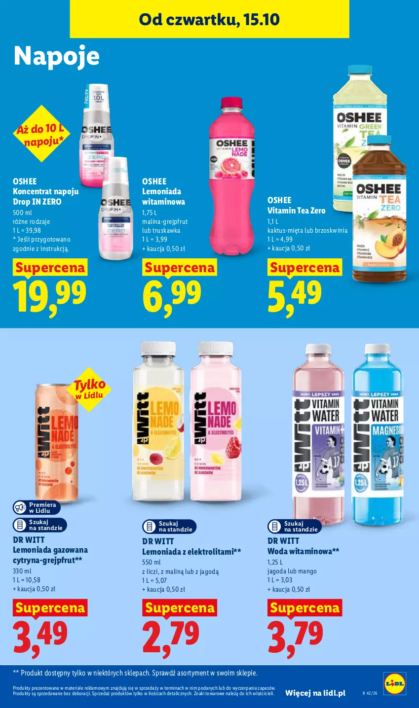 Gazetka promocyjna Lidl - Gazetka - ważna 15.10 do 17.10.2026 - strona 97 - produkty: Grejpfrut, Kaktus, Lemoniada, Liczi, Mango, Mięta, Napoje, Oshee, Woda