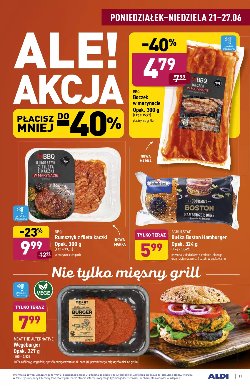 Gazetka promocyjna Aldi - ważna 21.06 do 26.06.2021 - strona 11 - produkty: Boczek, Bułka, Burger, Grill, Hamburger, Rum, Sezam, Tera