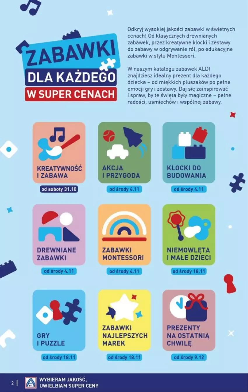 Gazetka promocyjna Aldi - Katalog zabawkowy - ważna 31.10 do 31.10.2026 - strona 2 - produkty: Dzieci, Gry, Klocki, Monte, Pluszak, Sok