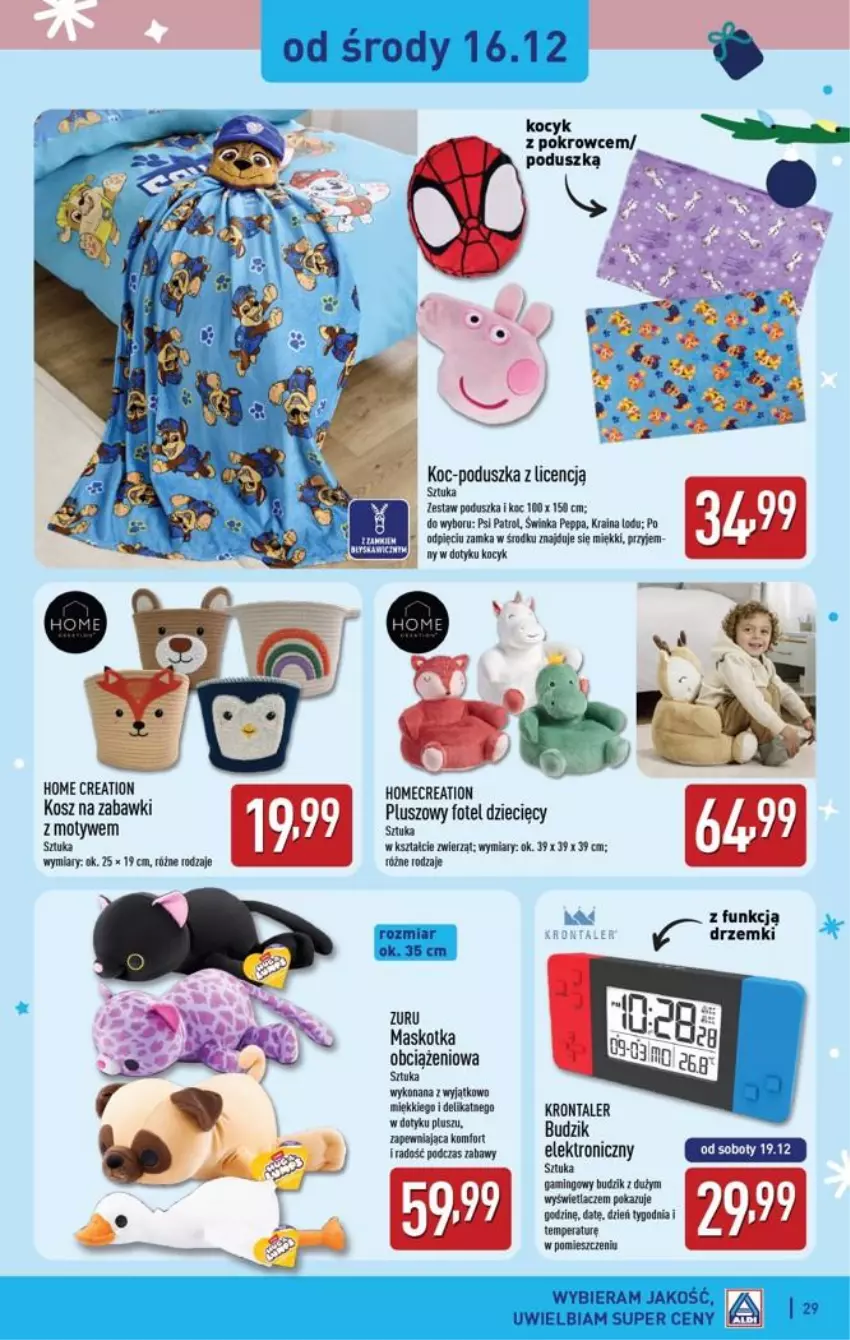 Gazetka promocyjna Aldi - Katalog zabawkowy - ważna 31.10 do 31.10.2026 - strona 29 - produkty: Budzik, Dzieci, Fa, Fotel, Inka, Koc, Kosz, Poduszka