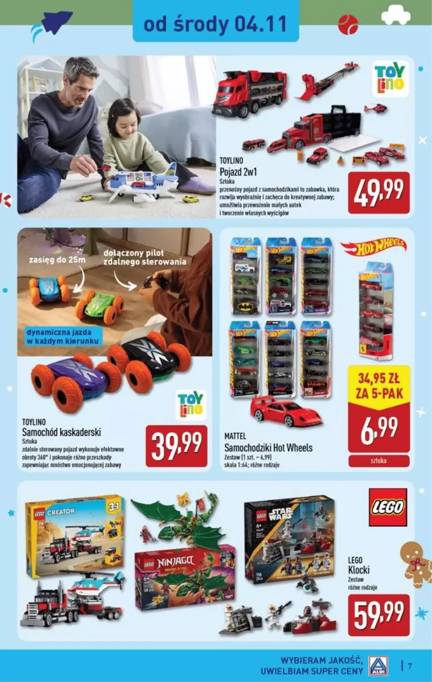 Gazetka promocyjna Aldi - Katalog zabawkowy - ważna 31.10 do 31.10.2026 - strona 7 - produkty: Chodzik, Hot Wheels, Kask, Klocki, LEGO, Mattel, Pojazd, Samochód, Samochodziki