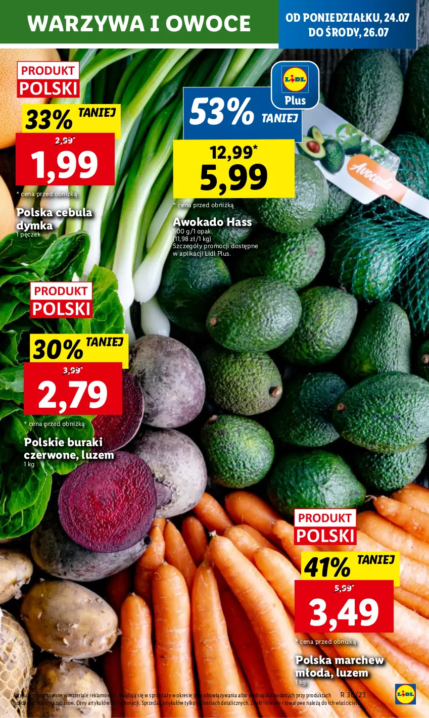 Gazetka promocyjna Lidl - GAZETKA - ważna 24.07 do 29.07.2023 - strona 23 - produkty: Buraki, Cebula, Owoce, Warzywa, Warzywa i owoce