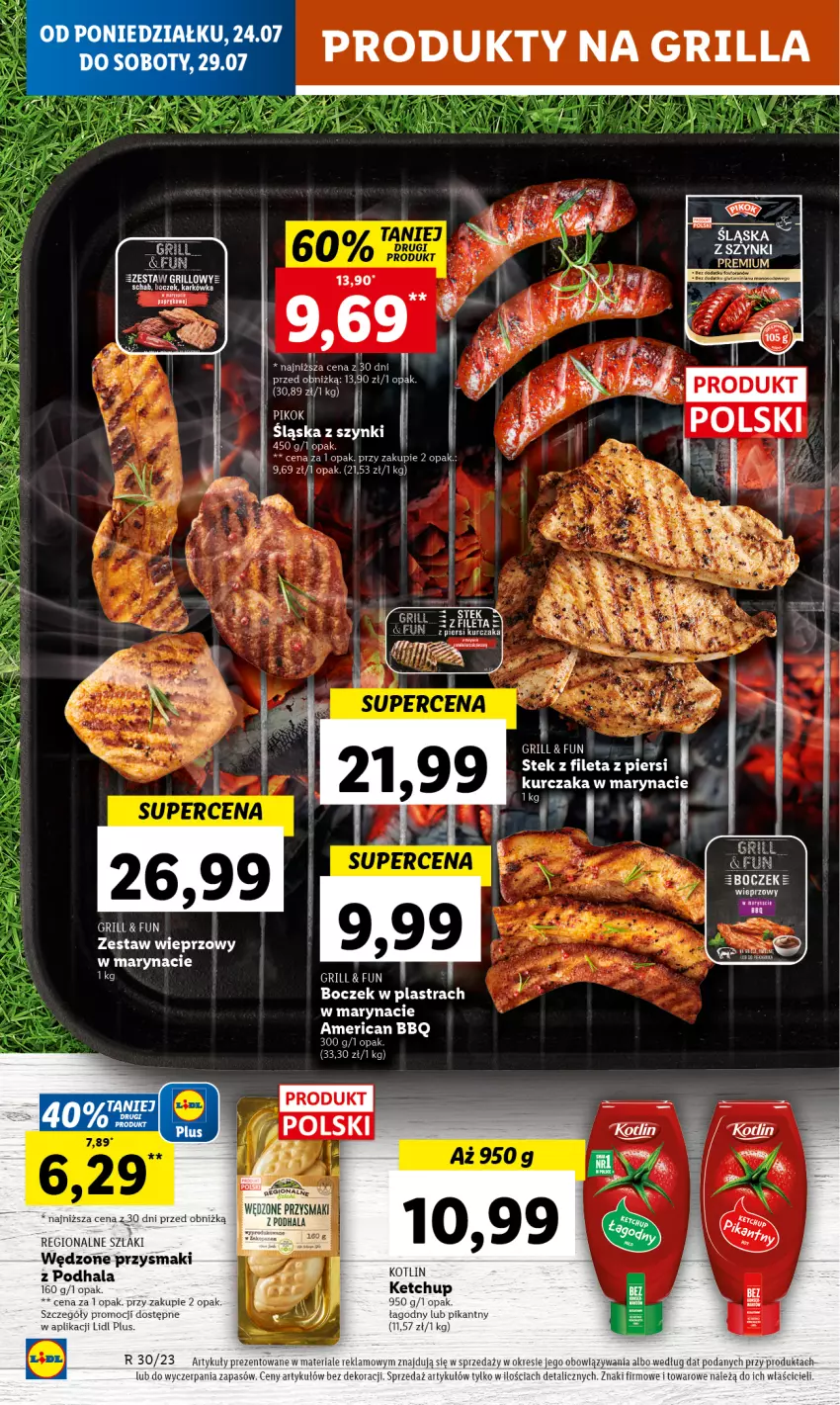 Gazetka promocyjna Lidl - GAZETKA - ważna 24.07 do 29.07.2023 - strona 48 - produkty: AEG, Boczek, Fa, Grill, Ketchup, Kotlin, Kurczak, Przysmaki, Stek