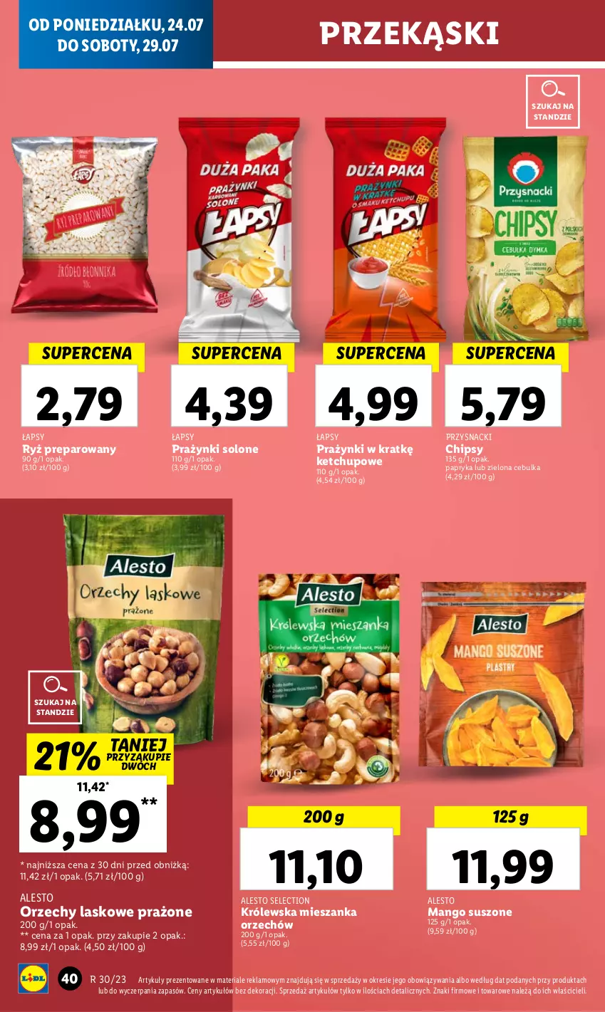 Gazetka promocyjna Lidl - GAZETKA - ważna 24.07 do 29.07.2023 - strona 54 - produkty: Chipsy, Ketchup, Mango, Mango suszone, Papryka, Przysnacki, Ryż