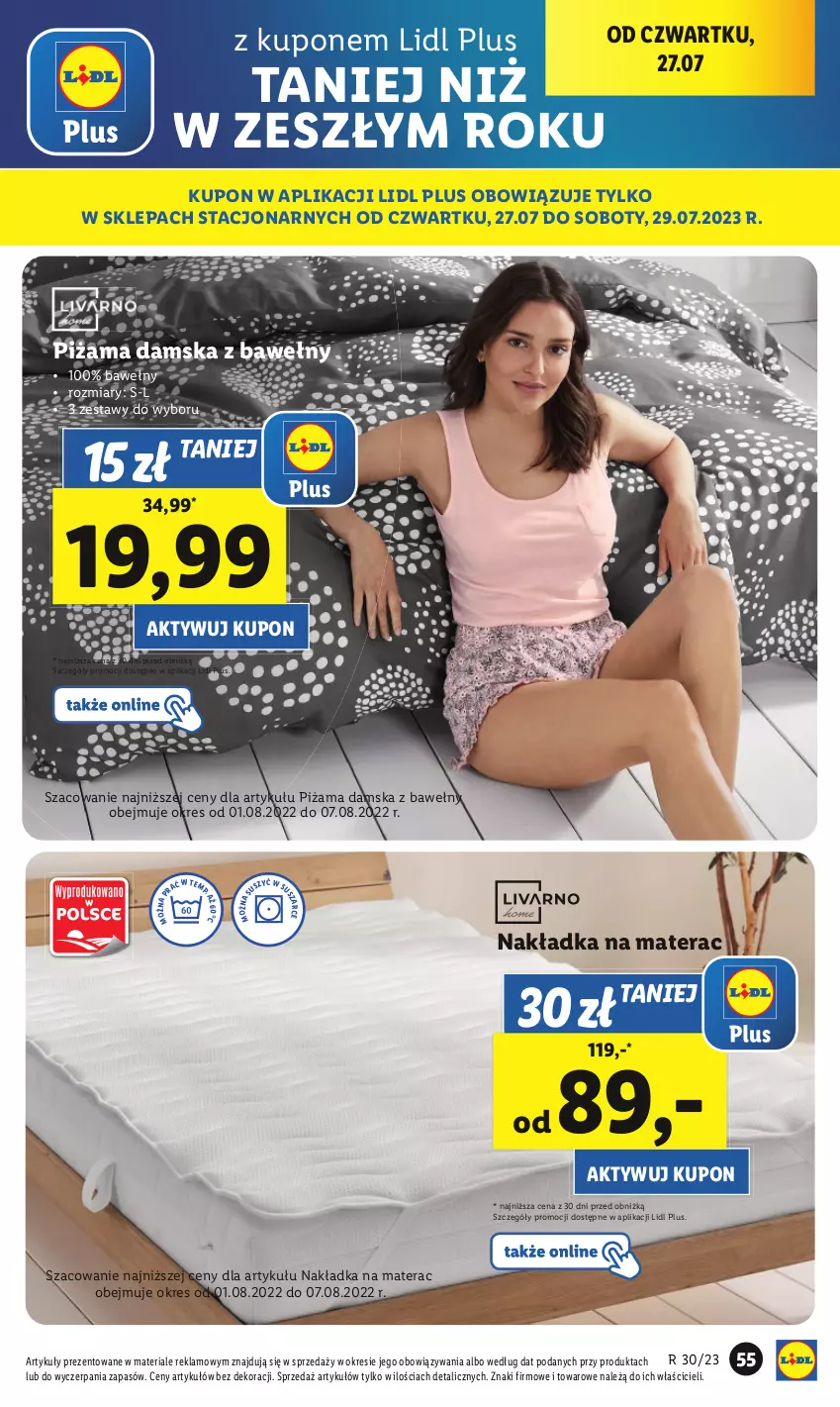 Gazetka promocyjna Lidl - GAZETKA - ważna 24.07 do 29.07.2023 - strona 69 - produkty: Materac, Piżama, Tera