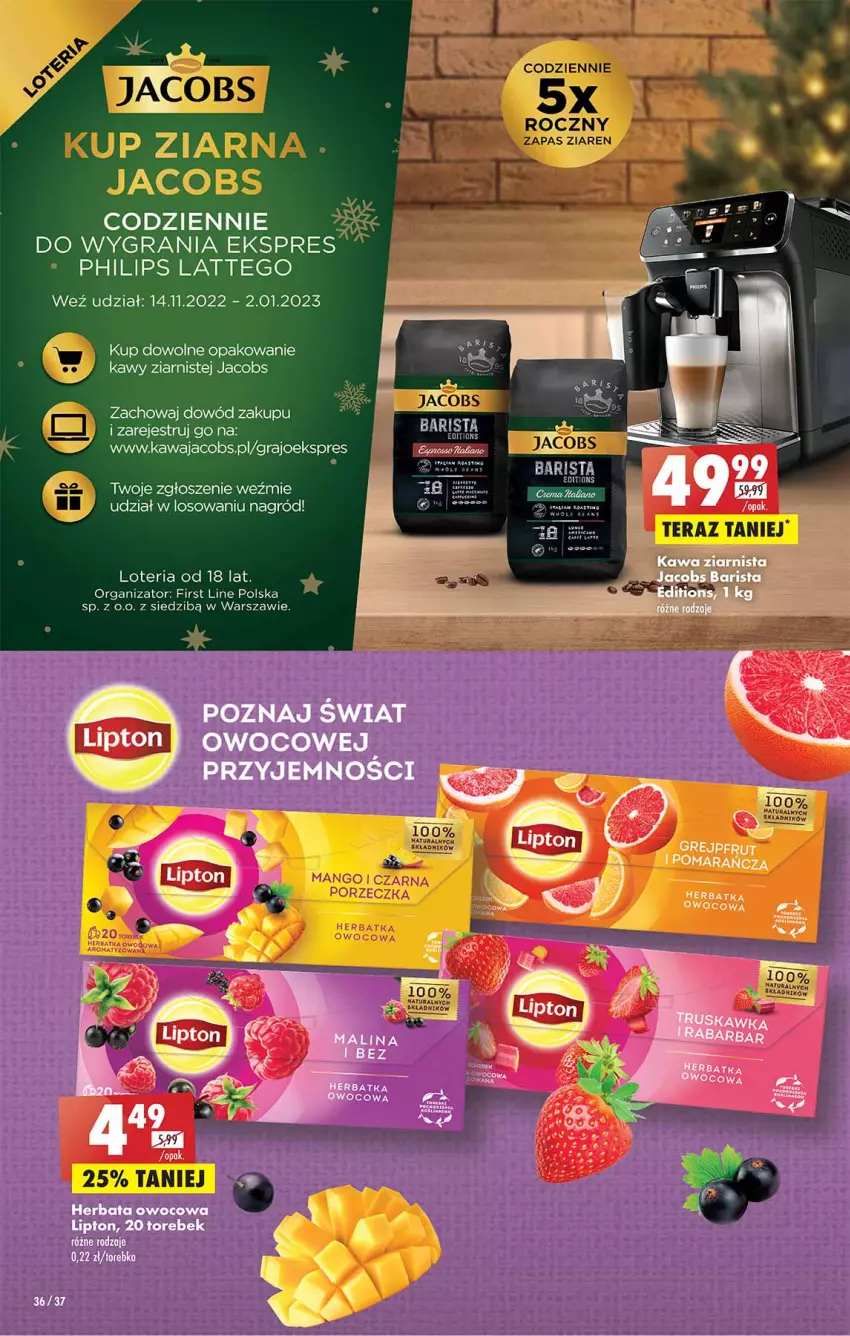 Gazetka promocyjna Biedronka - Gazetka - Biedronka.pl - ważna 20.12 do 24.12.2022 - strona 36 - produkty: Gra, Herbata, Herbata owocowa, Jacobs, Kawa, Mango, Philips, Por, Torebka