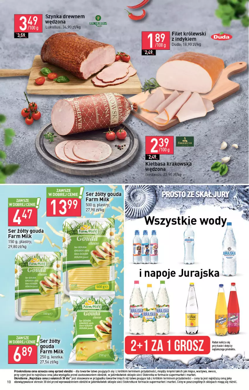Gazetka promocyjna Stokrotka - Supermarket - ważna 17.08 do 23.08.2023 - strona 12 - produkty: Duda, Fa, Farm Milk, Gouda, Królewski, Mięso, Napoje, Ser, Szynka
