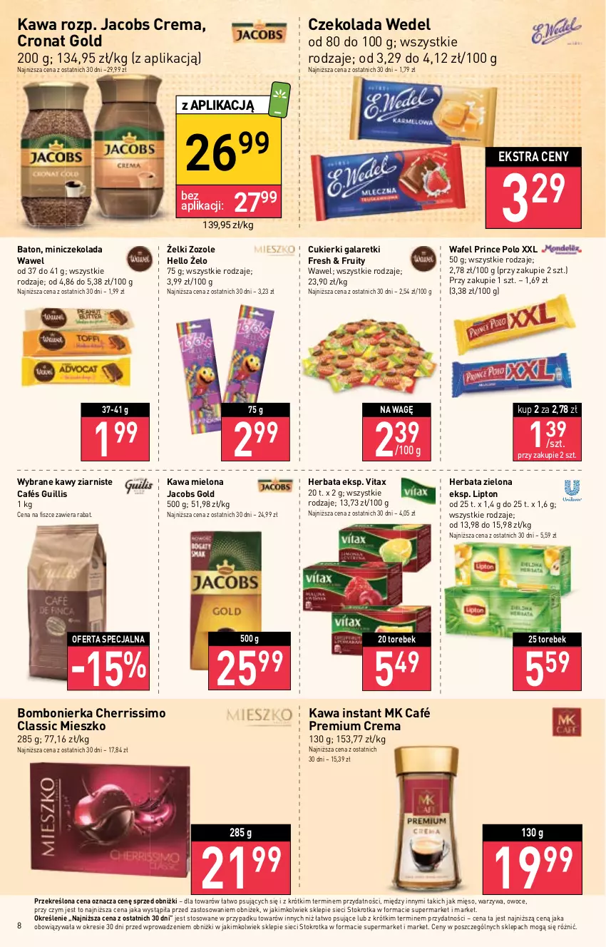 Gazetka promocyjna Stokrotka - Supermarket - ważna 25.05 do 31.05.2023 - strona 10 - produkty: Baton, Cukier, Cukierki, Czekolada, Gala, Galaretki, Herbata, Jacobs, Kawa, Kawa mielona, Lipton, Mięso, Owoce, Prince Polo, Vitax, Warzywa, Wawel