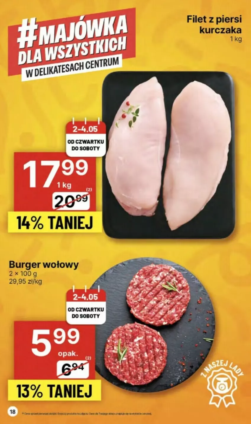 Gazetka promocyjna Delikatesy Centrum - ważna 02.05 do 08.05.2024 - strona 10 - produkty: Burger, Filet z piersi kurczaka, Kurczak