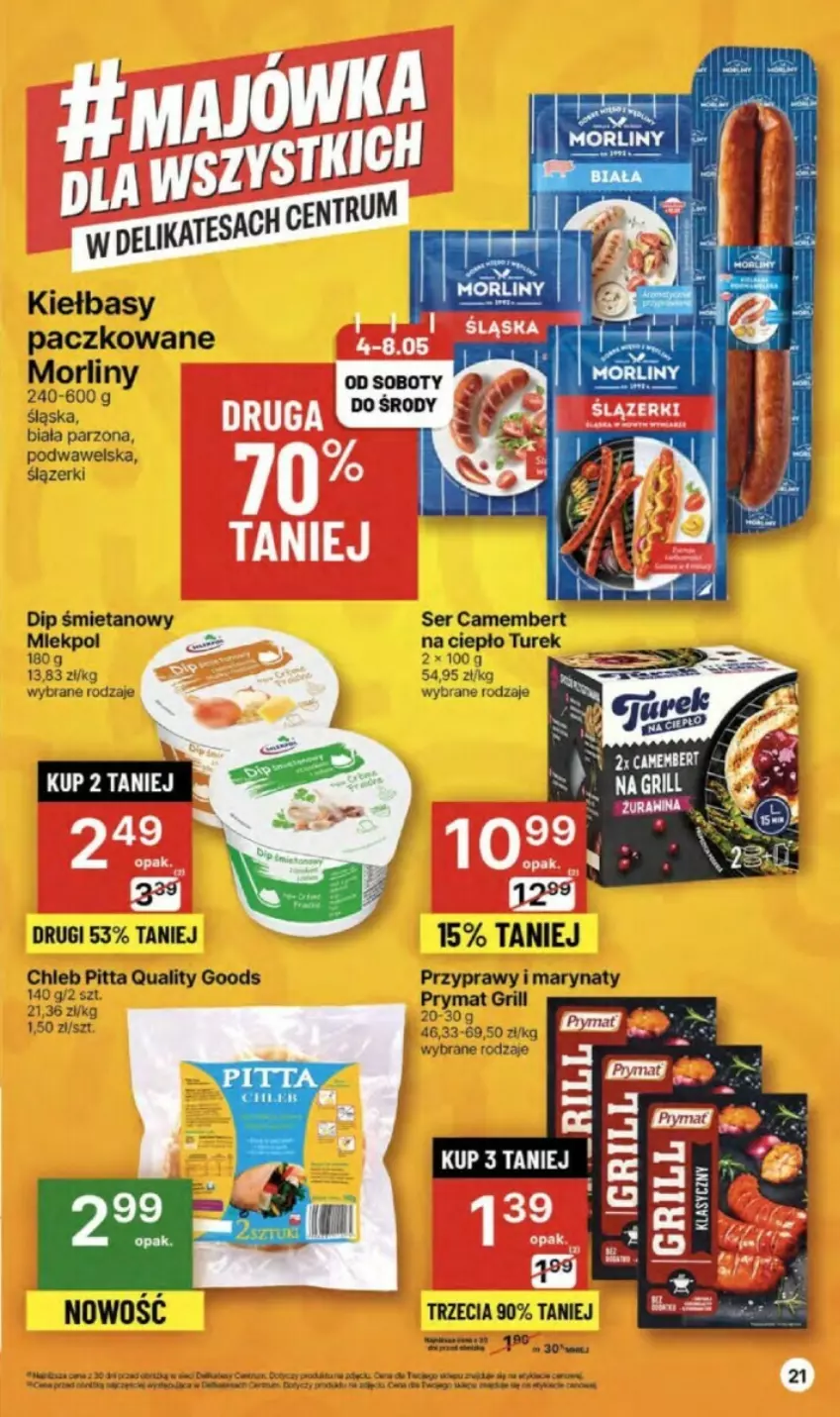 Gazetka promocyjna Delikatesy Centrum - ważna 02.05 do 08.05.2024 - strona 14 - produkty: Camembert, Chleb, Grill, Morliny, Przyprawy, Ser, Wawel