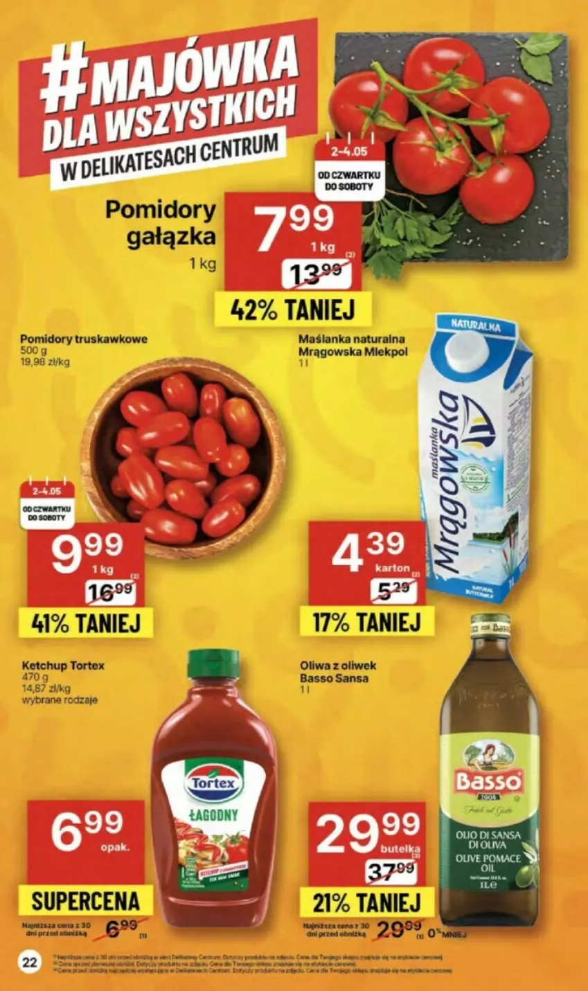 Gazetka promocyjna Delikatesy Centrum - ważna 02.05 do 08.05.2024 - strona 15 - produkty: Ketchup, Maślanka, Oliwa, Oliwa z oliwek, Pomidory