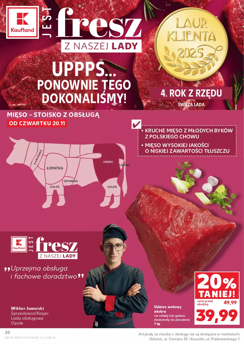 Gazetka promocyjna Kaufland - Gazetka tygodnia - ważna 20.11 do 26.11.2025 - strona 20 - produkty: Fa, Kosz, Mięso, Piec, Sok, Szal, Udziec wołowy