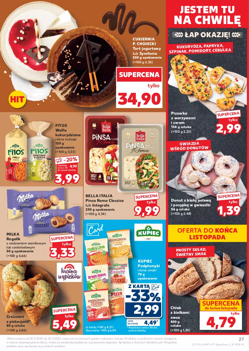 Gazetka promocyjna Kaufland - Gazetka tygodnia - ważna 20.11 do 26.11.2025 - strona 27 - produkty: Bell, Bella, Chleb, Croissant, Cukier, Donut, Gra, Gwiazda, Jogurt, Kukurydza, Kupiec, Milka, Papryka, Piec, Pomidory, Rogal, Ser, Szpinak, Top, Wafle, Warzywa