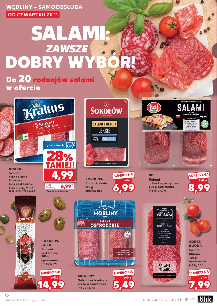 Gazetka promocyjna Kaufland - Gazetka tygodnia - ważna 20.11 do 26.11.2025 - strona 32 - produkty: Bell, Krakus, Morliny, Salami, Sok, Sokołów, Tera