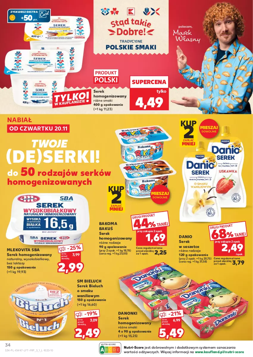Gazetka promocyjna Kaufland - Gazetka tygodnia - ważna 20.11 do 26.11.2025 - strona 34 - produkty: Bakoma, Bieluch, Danio, Danonki, Mleko, Mlekovita, Ser, Serek, Serek homogenizowany, Sok