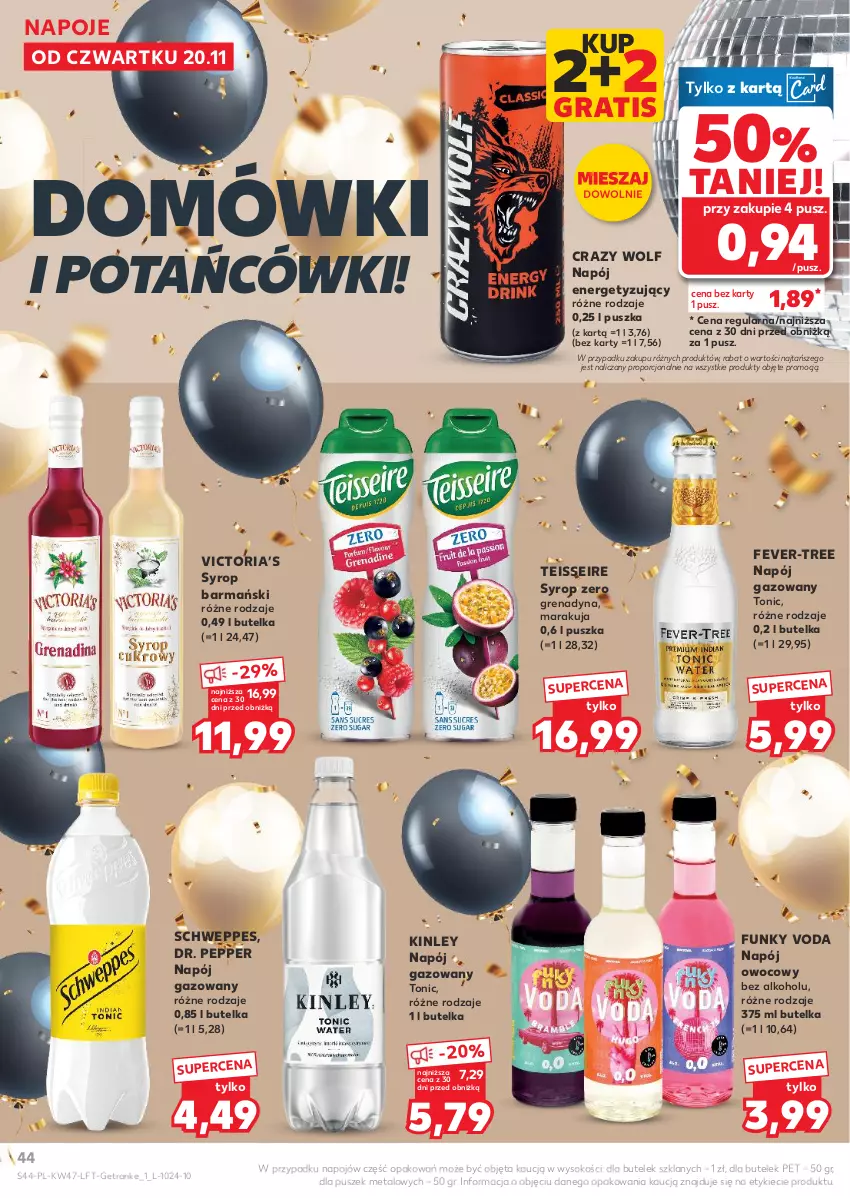Gazetka promocyjna Kaufland - Gazetka tygodnia - ważna 20.11 do 26.11.2025 - strona 44 - produkty: Gra, Napój, Napój gazowany, Napoje, Por, Schweppes, Sok, Syrop, Tran