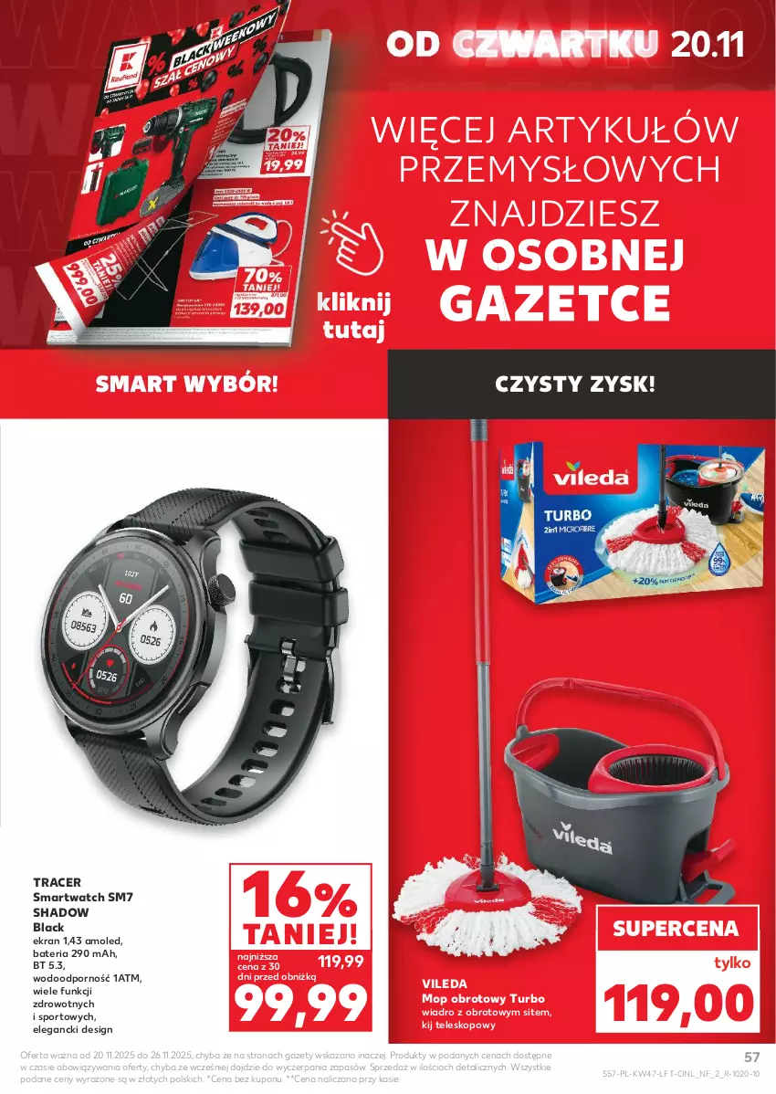 Gazetka promocyjna Kaufland - Gazetka tygodnia - ważna 20.11 do 26.11.2025 - strona 57 - produkty: Acer, Amol, Bateria, Lack, Mop, Por, Smartwatch, Sport, Teleskop, Vileda, Wiadro