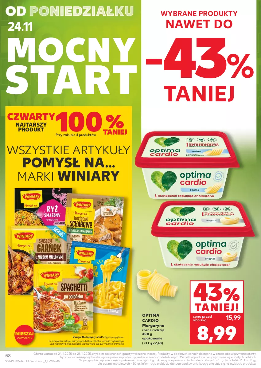 Gazetka promocyjna Kaufland - Gazetka tygodnia - ważna 20.11 do 26.11.2025 - strona 58 - produkty: Margaryna, Optima, Optima Cardio, Por, Sok, Waga, Winiary