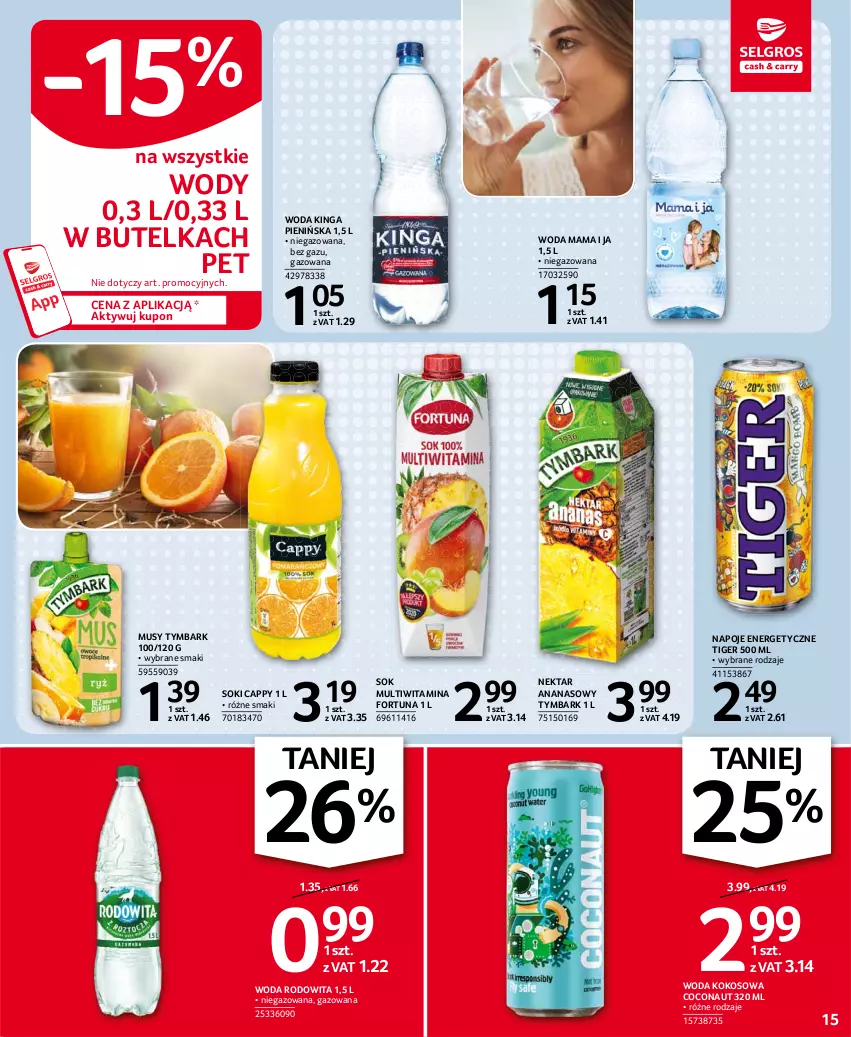 Gazetka promocyjna Selgros - Oferta spożywcza - ważna 18.02 do 24.02.2021 - strona 15 - produkty: Ananas, Cappy, Fortuna, Kokos, Mus, Napoje, Nektar, Sok, Tiger, Tymbark, Woda