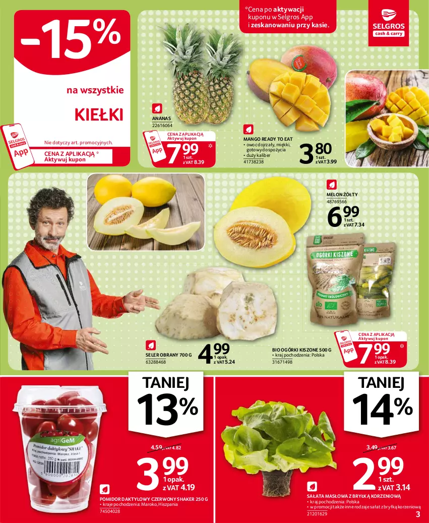 Gazetka promocyjna Selgros - Oferta spożywcza - ważna 18.02 do 24.02.2021 - strona 3 - produkty: Ananas, Kiełki, LG, Mango, Masło, Melon, Sałat, Sałata masłowa, Seler obrany