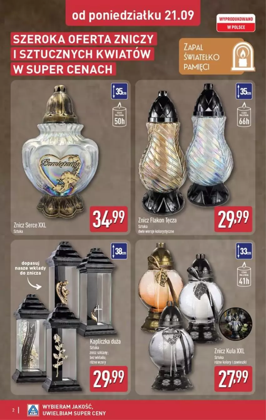 Gazetka promocyjna Aldi - Znicze i stroiki - ważna 21.09 do 21.09.2026 - strona 2 - produkty: Znicz