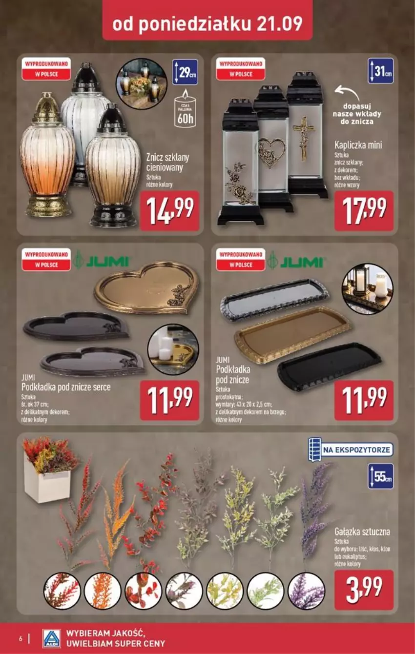 Gazetka promocyjna Aldi - Znicze i stroiki - ważna 21.09 do 21.09.2026 - strona 6 - produkty: Podkład, Podkładka, Podkładka pod znicz, Ser, Znicz