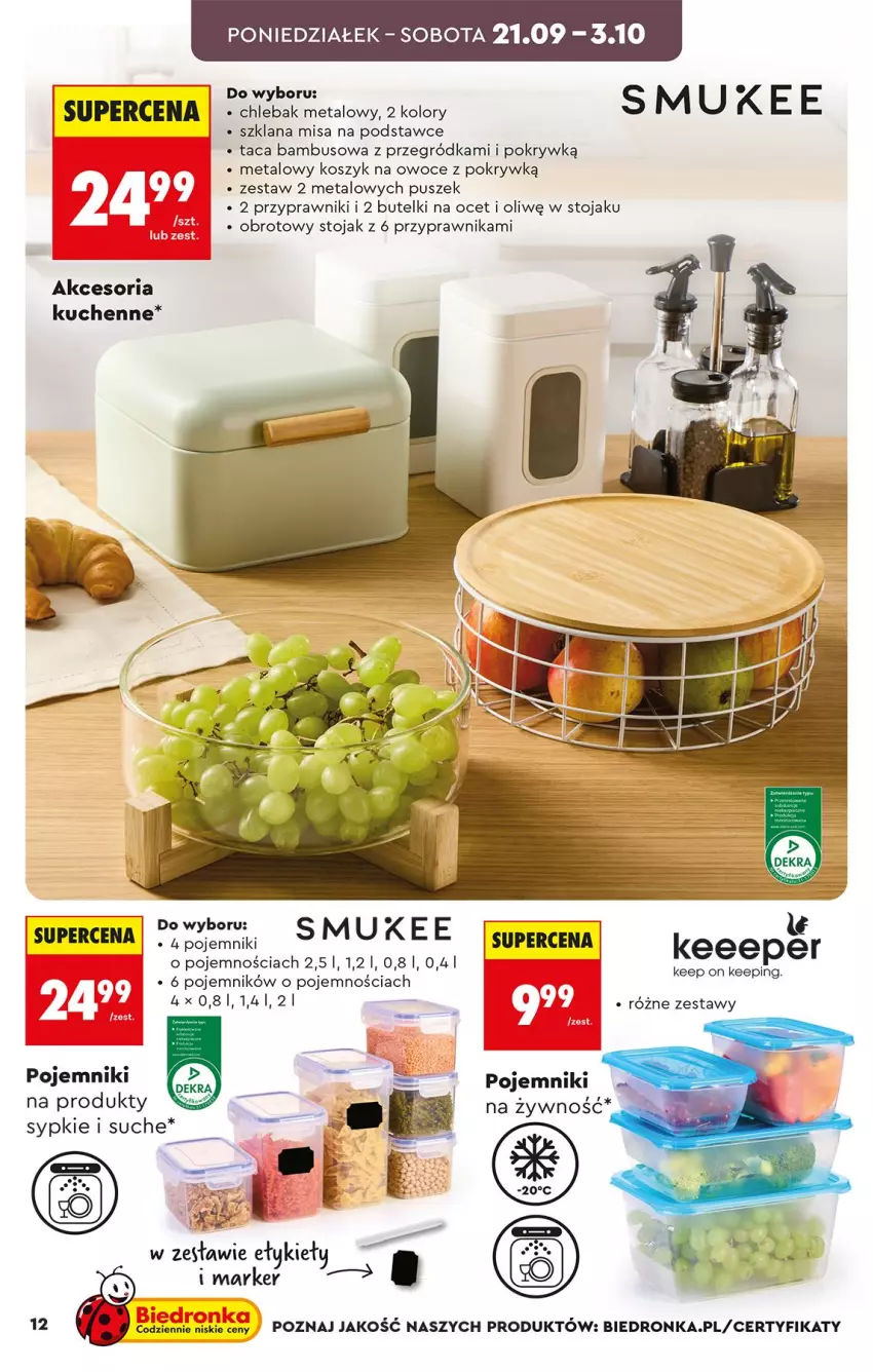 Gazetka promocyjna Biedronka - Okazje Tygodnia - ważna 19.09 do 03.10.2026 - strona 12 - produkty: Kosz, LANA, Marker, Ocet, Owoce, Pojemnik, Stojak, Taca