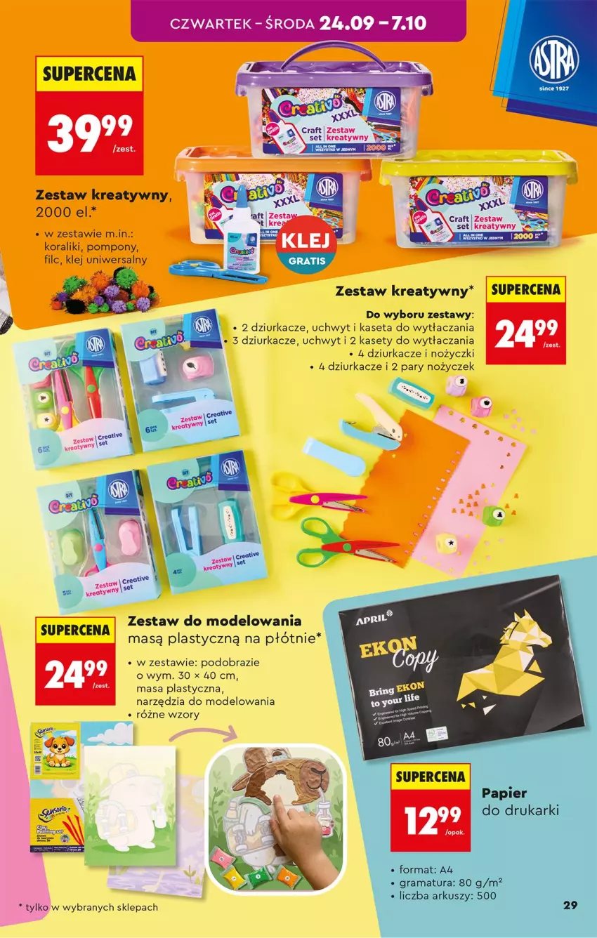 Gazetka promocyjna Biedronka - Okazje Tygodnia - ważna 19.09 do 03.10.2026 - strona 29 - produkty: Gra, Klej, Noż, Nożyczki, Obraz, Pompony, Rama