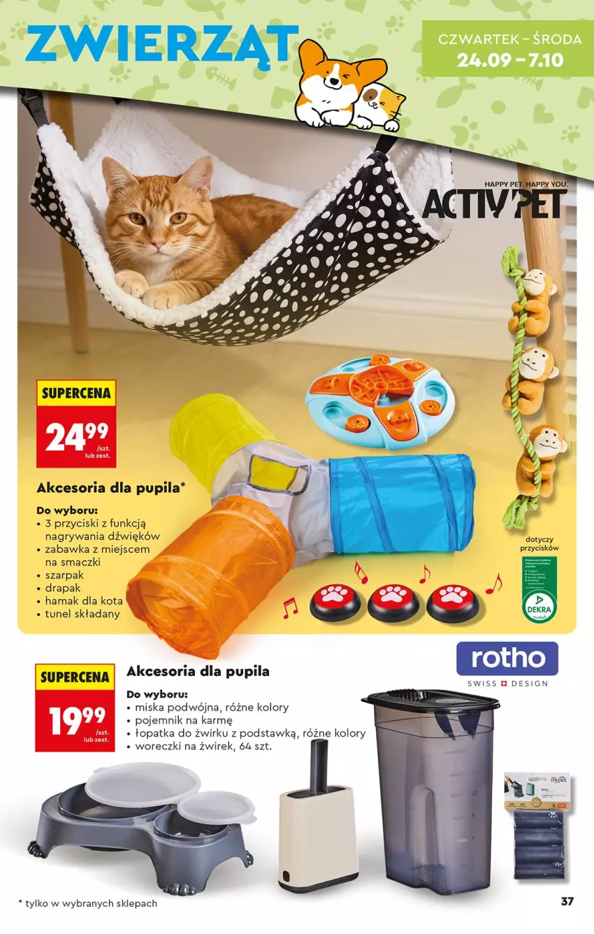 Gazetka promocyjna Biedronka - Okazje Tygodnia - ważna 19.09 do 03.10.2026 - strona 37 - produkty: Drapak, Gry, Hama, Miska, Pojemnik, Tunel, Zabawka