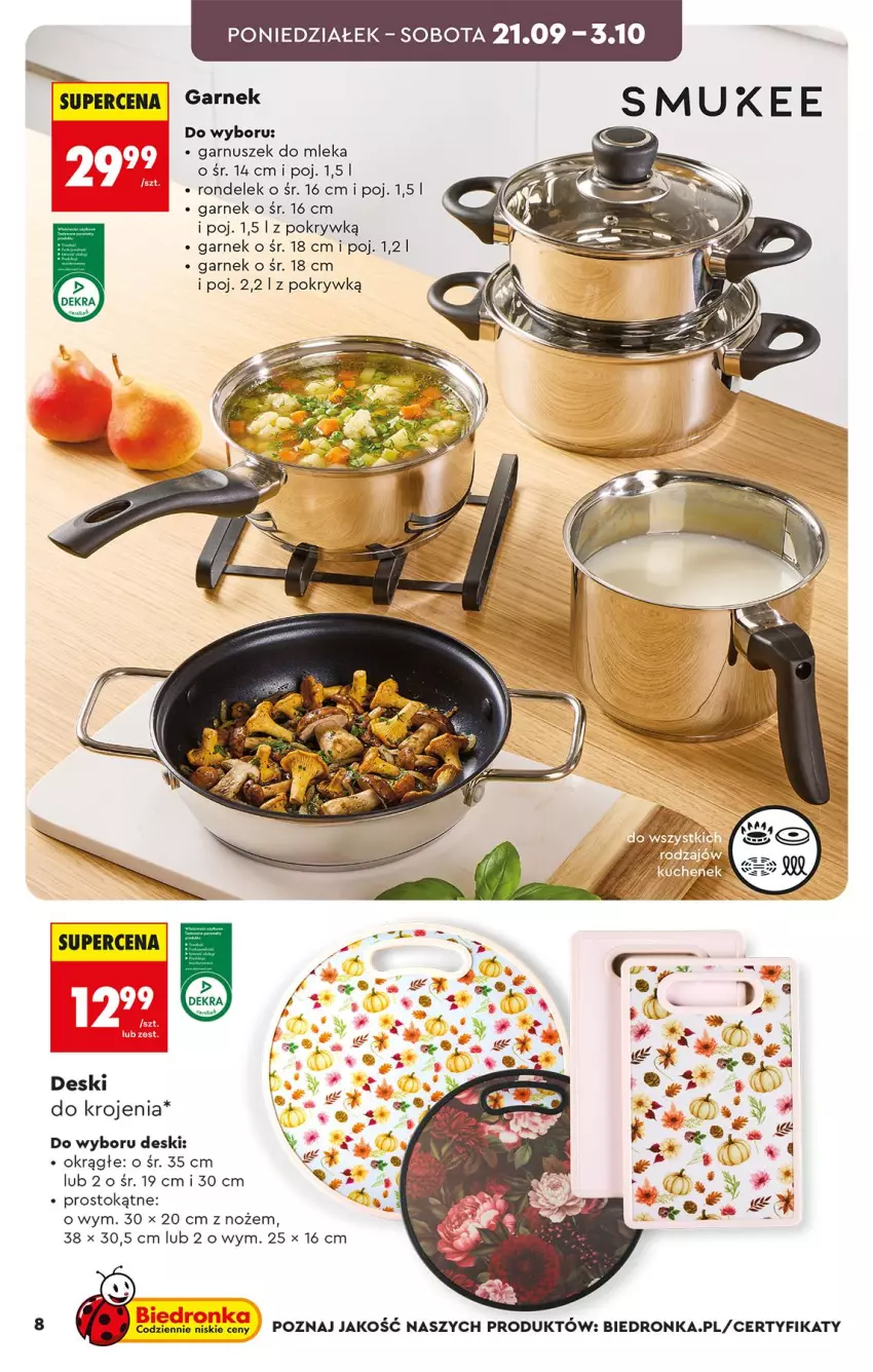 Gazetka promocyjna Biedronka - Okazje Tygodnia - ważna 19.09 do 03.10.2026 - strona 8 - produkty: Garnek, Garnuszek, Noż, Rondel