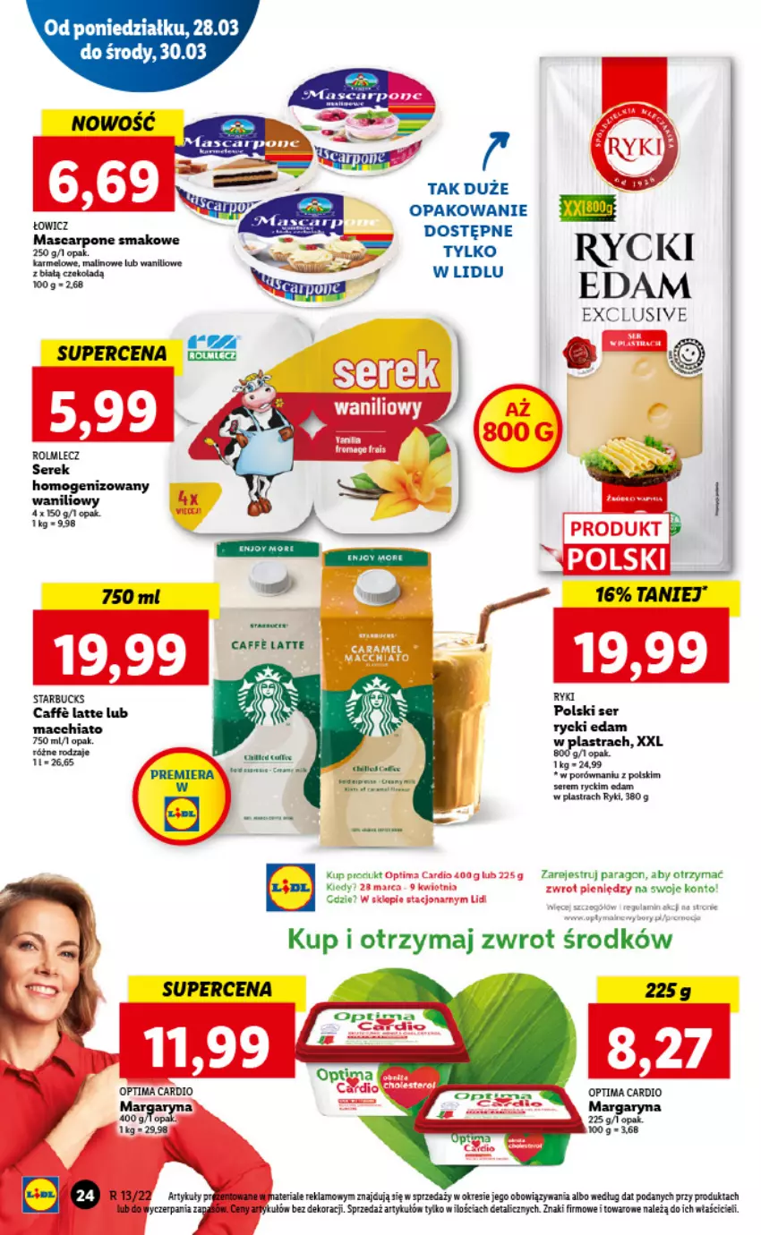 Gazetka promocyjna Lidl - GAZETKA - ważna 28.03 do 30.03.2022 - strona 24 - produkty: Chia, Edam, Fa, Optima, Rolmlecz, Rycki Edam, Ser, Serek, Serek homogenizowany