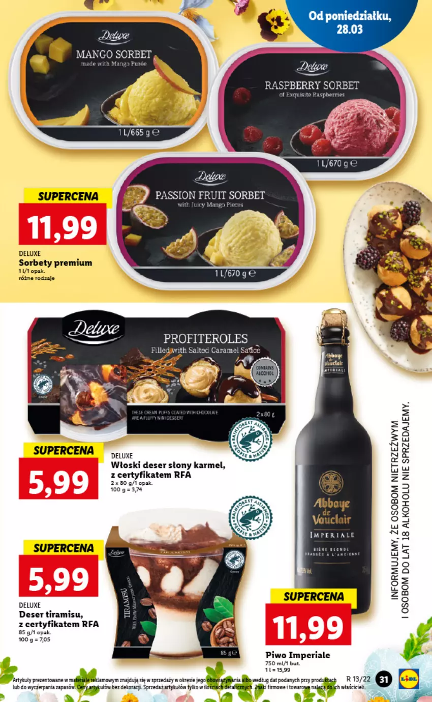 Gazetka promocyjna Lidl - GAZETKA - ważna 28.03 do 30.03.2022 - strona 31 - produkty: Deser, Fa, Mango, Piwo, Ser