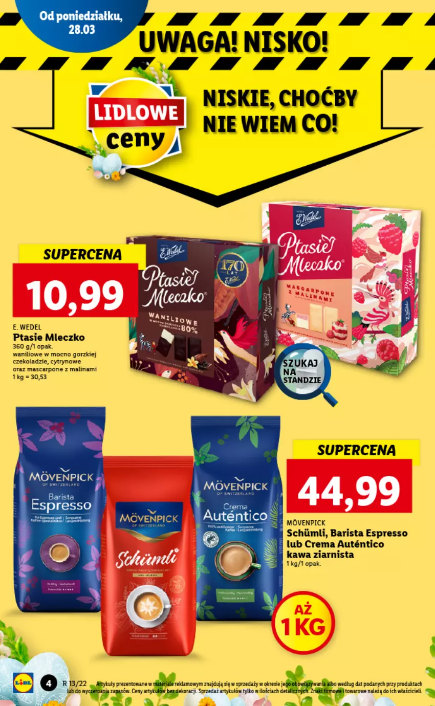 Gazetka promocyjna Lidl - GAZETKA - ważna 28.03 do 30.03.2022 - strona 4 - produkty: E. Wedel, Kawa, Kawa ziarnista, Mascarpone, Mleczko, Ptasie mleczko, Waga