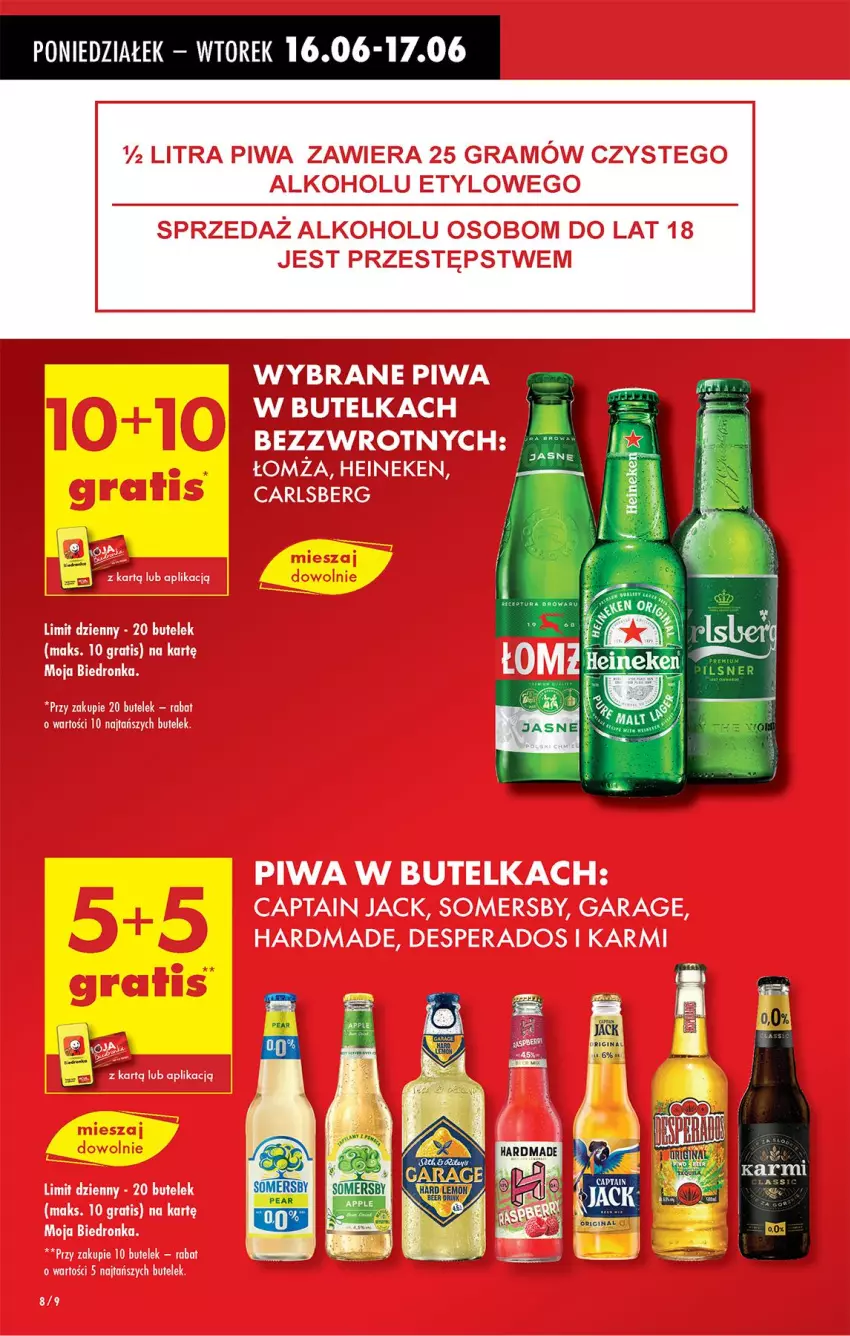 Gazetka promocyjna Biedronka - Od Poniedziałku - ważna 16.06 do 21.06.2025 - strona 12 - produkty: Captain Jack, Carlsberg, Desperados, Gra, Heineken, Karmi, Piwa, Somersby