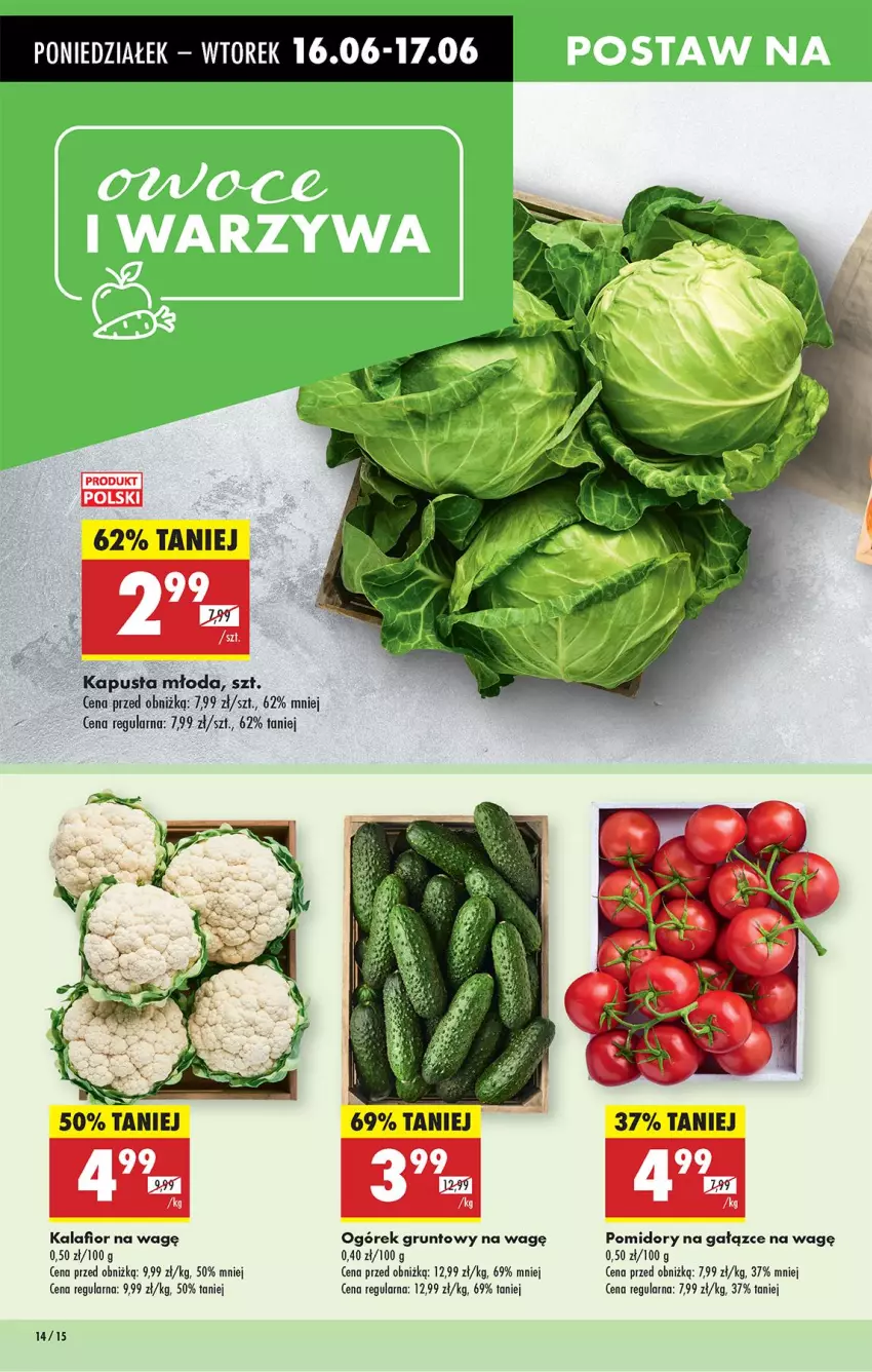 Gazetka promocyjna Biedronka - Od Poniedziałku - ważna 16.06 do 21.06.2025 - strona 18 - produkty: Grunt, K2, Kalafior, Ogórek, Pomidory