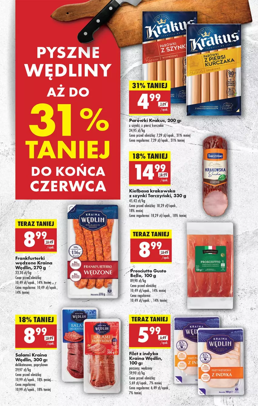 Gazetka promocyjna Biedronka - Od Poniedziałku - ważna 16.06 do 21.06.2025 - strona 32 - produkty: Bell, Frankfurterki, Kiełbasa, Kiełbasa krakowska, Krakus, Kurczak, Parówki, Salami, Tarczyński, Tera