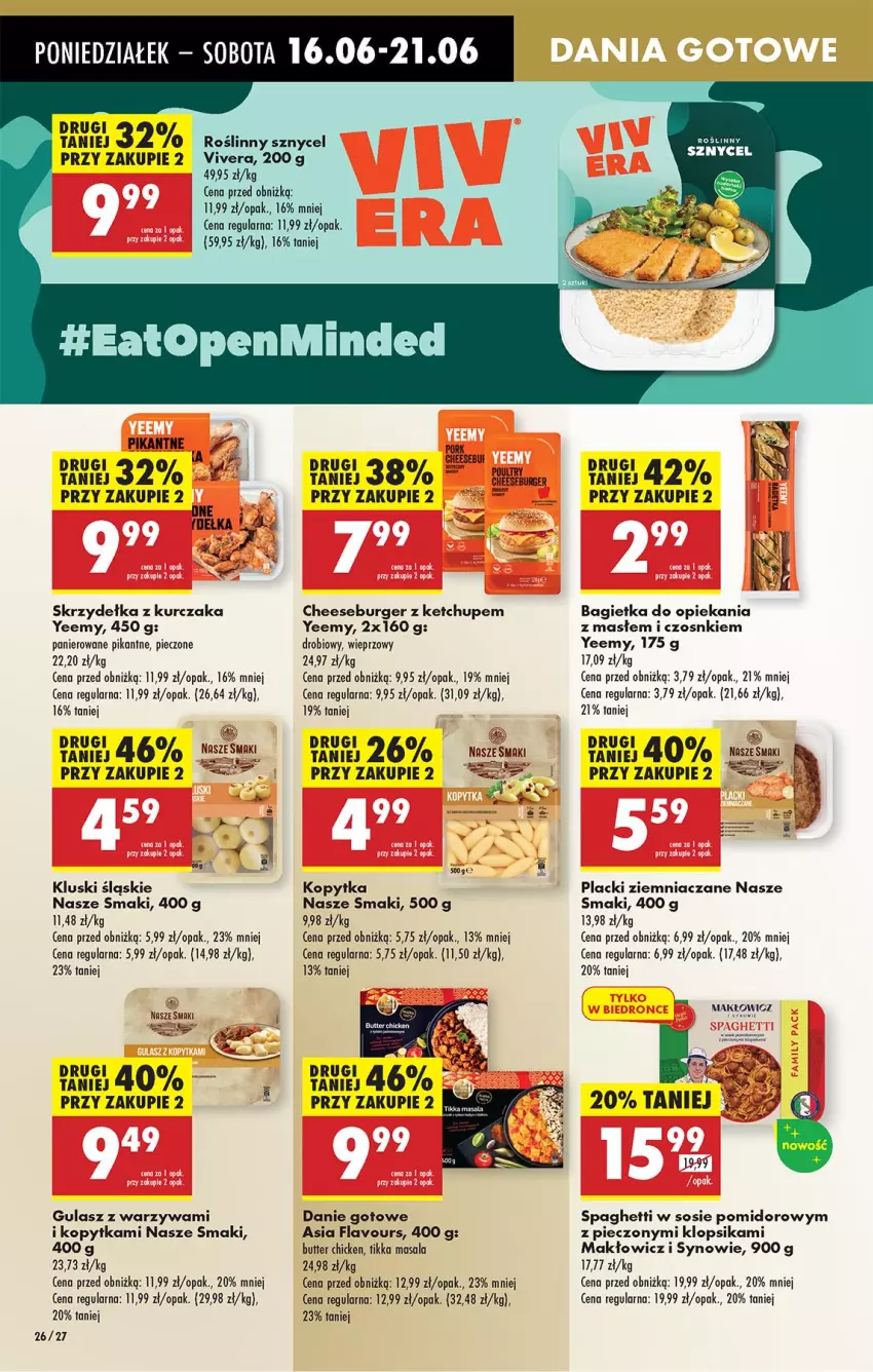 Gazetka promocyjna Biedronka - Od Poniedziałku - ważna 16.06 do 21.06.2025 - strona 40 - produkty: Bagietka, Burger, Danie gotowe, Ketchup, Kopytka, Kurczak, Lack, Piec, Por, Skrzydełka z kurczaka, Sos, Spaghetti, Top, Warzywa