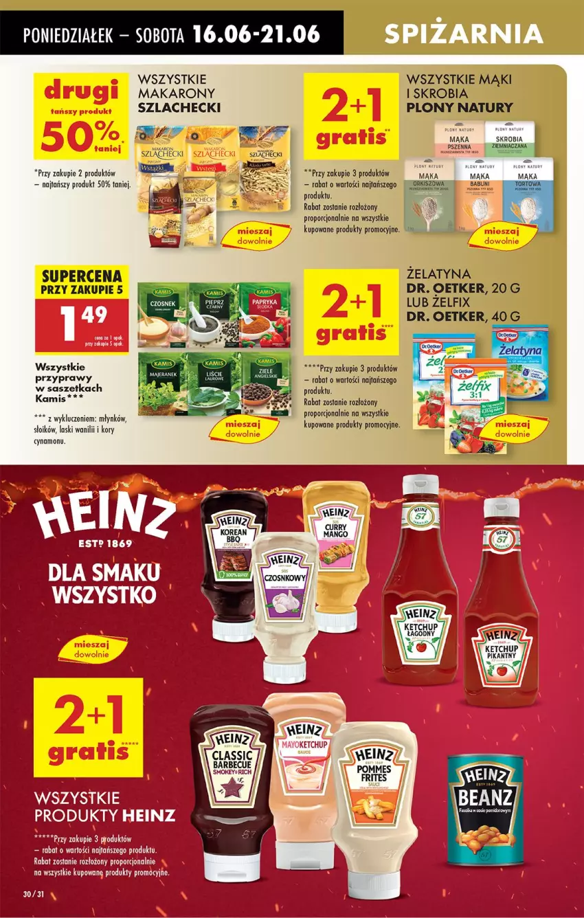Gazetka promocyjna Biedronka - Od Poniedziałku - ważna 16.06 do 21.06.2025 - strona 44 - produkty: Heinz, Kamis, Ketchup, Mąka, Makaron, Por, Przyprawy