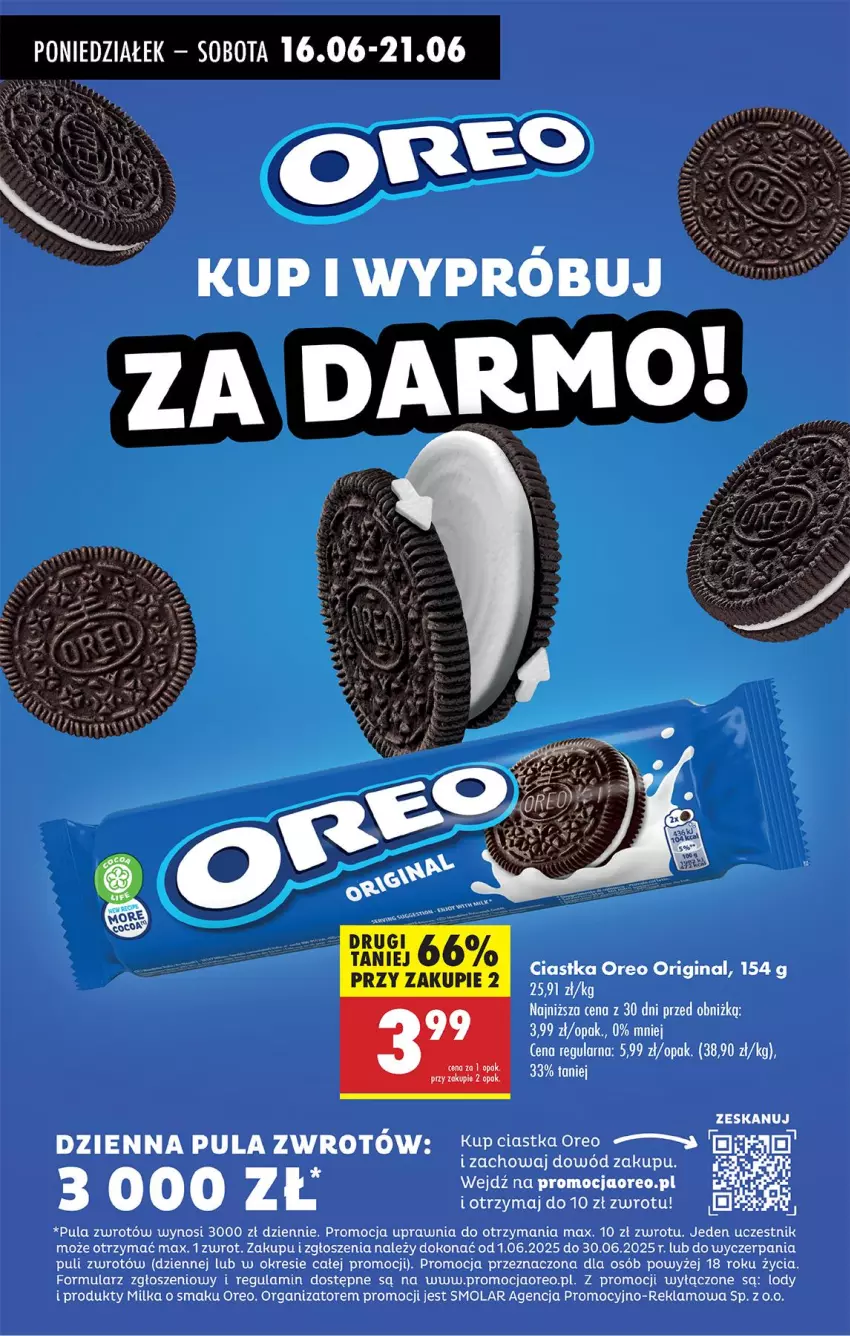 Gazetka promocyjna Biedronka - Od Poniedziałku - ważna 16.06 do 21.06.2025 - strona 55 - produkty: Ciastka, Gin, Lody, Milka, Mola, Oreo