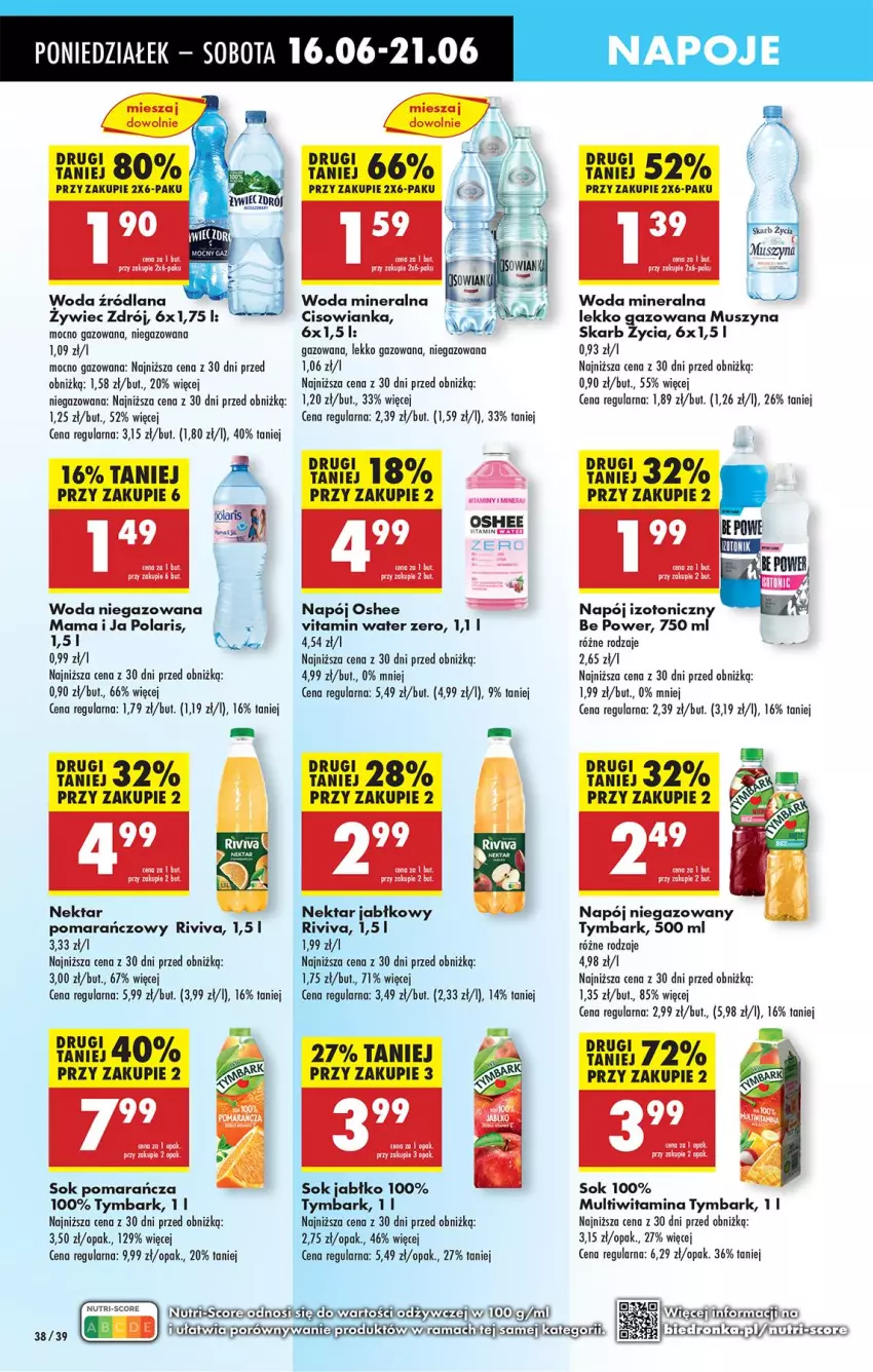 Gazetka promocyjna Biedronka - Od Poniedziałku - ważna 16.06 do 21.06.2025 - strona 56 - produkty: Cisowianka, Fa, LANA, Mus, Napój, Napój izotoniczny, Napój niegazowany, Napoje, Nektar, Oshee, Sok, Szyna, Tymbark, Woda, Woda mineralna, Woda niegazowana