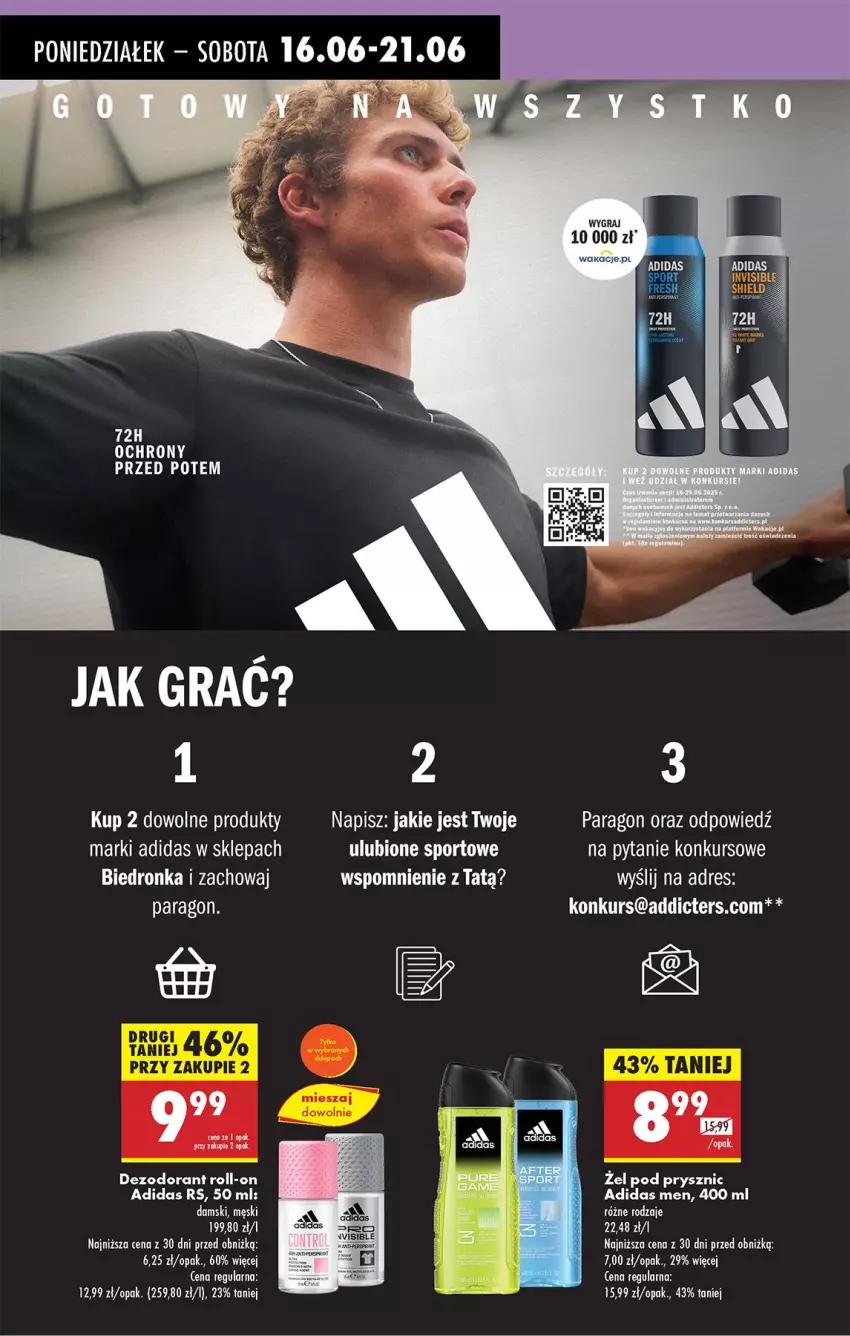 Gazetka promocyjna Biedronka - Od Poniedziałku - ważna 16.06 do 21.06.2025 - strona 62 - produkty: Adidas, Dezodorant, Dres, Gra, Koc, LG, Por, Sport