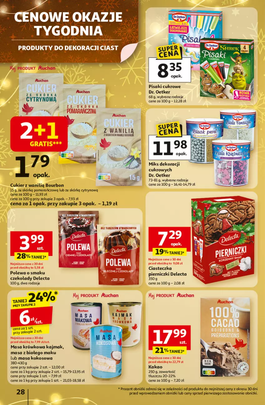 Gazetka promocyjna Auchan - Święta jak babcię kocham Hipermarket - ważna 27.11 do 03.12.2025 - strona 28 - produkty: Bourbon, Cukier, Delecta, Dr. Oetker, Kakao, Kokos, Masa krówkowa