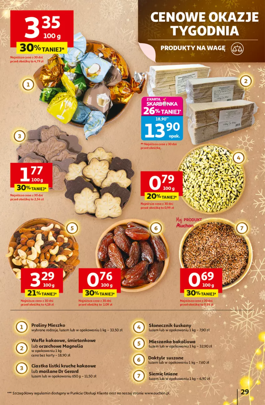 Gazetka promocyjna Auchan - Święta jak babcię kocham Hipermarket - ważna 27.11 do 03.12.2025 - strona 29 - produkty: Ciastka, Daktyle, Dr Gerard, Kakao, Mieszanka bakaliowa, Praliny, Wafle