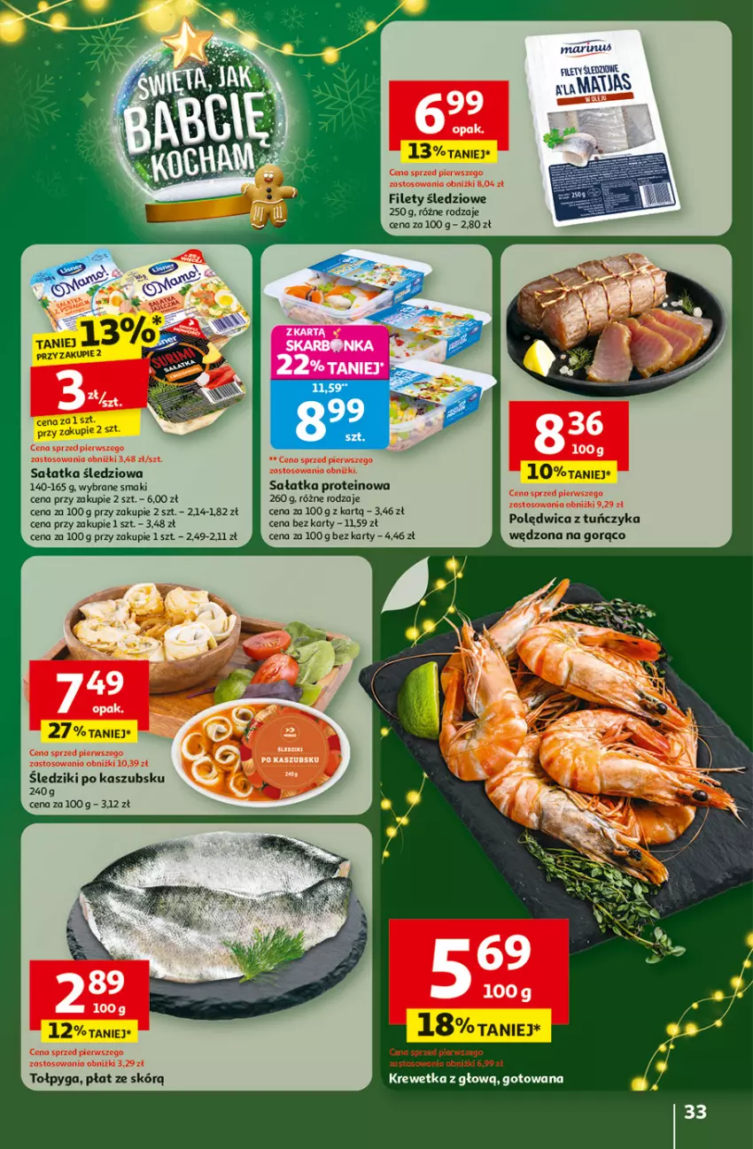 Gazetka promocyjna Auchan - Święta jak babcię kocham Hipermarket - ważna 27.11 do 03.12.2025 - strona 33 - produkty: Polędwica, Sałat, Sałatka, Tołpyga, Tuńczyk