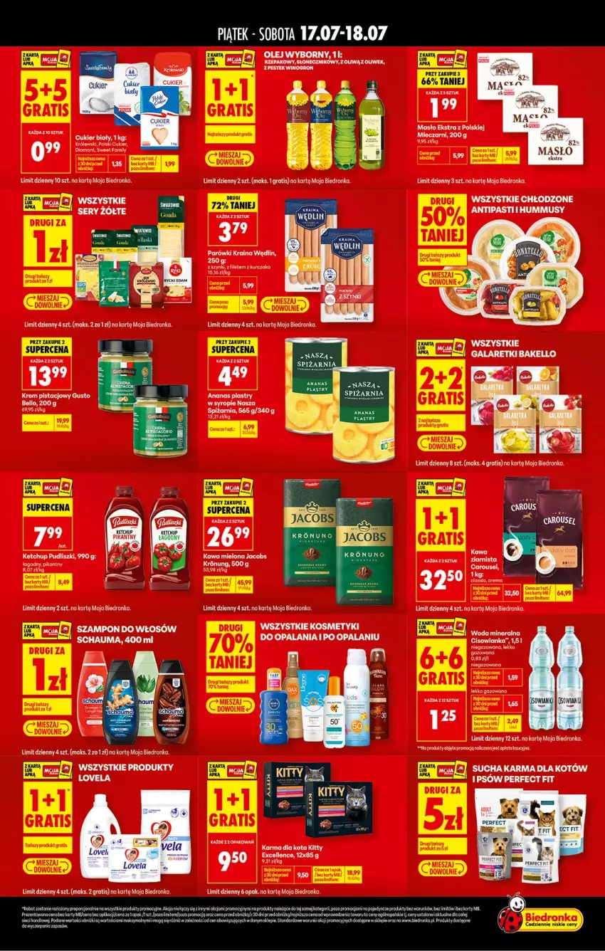 Gazetka promocyjna Biedronka - Tani Weekend - ważna 17.07 do 18.07.2026 - strona 2 - produkty: Ananas, Bell, Cukier, Fa, Gra, Hummus, Ketchup, LG, Lovela, Masło, Mus, Olej, Parówki, Pudliszki, Syrop